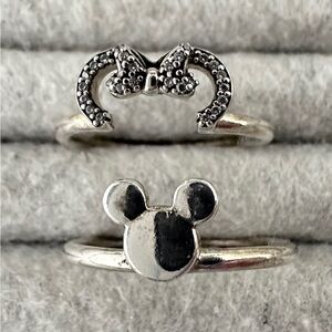 Pandora x Disney Sterling Silver Mickey and Minnie Ring Set